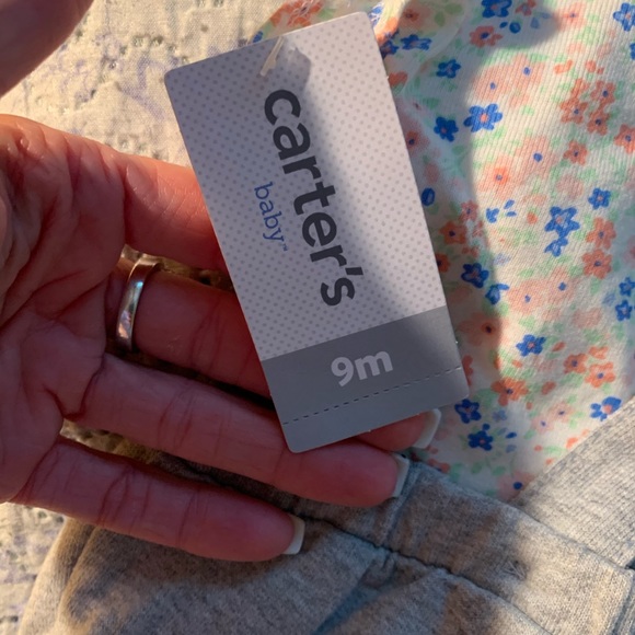 Girls NWT 9m carters 2 piece outfit overalls kitty - Picture 4 of 7